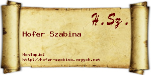 Hofer Szabina névjegykártya